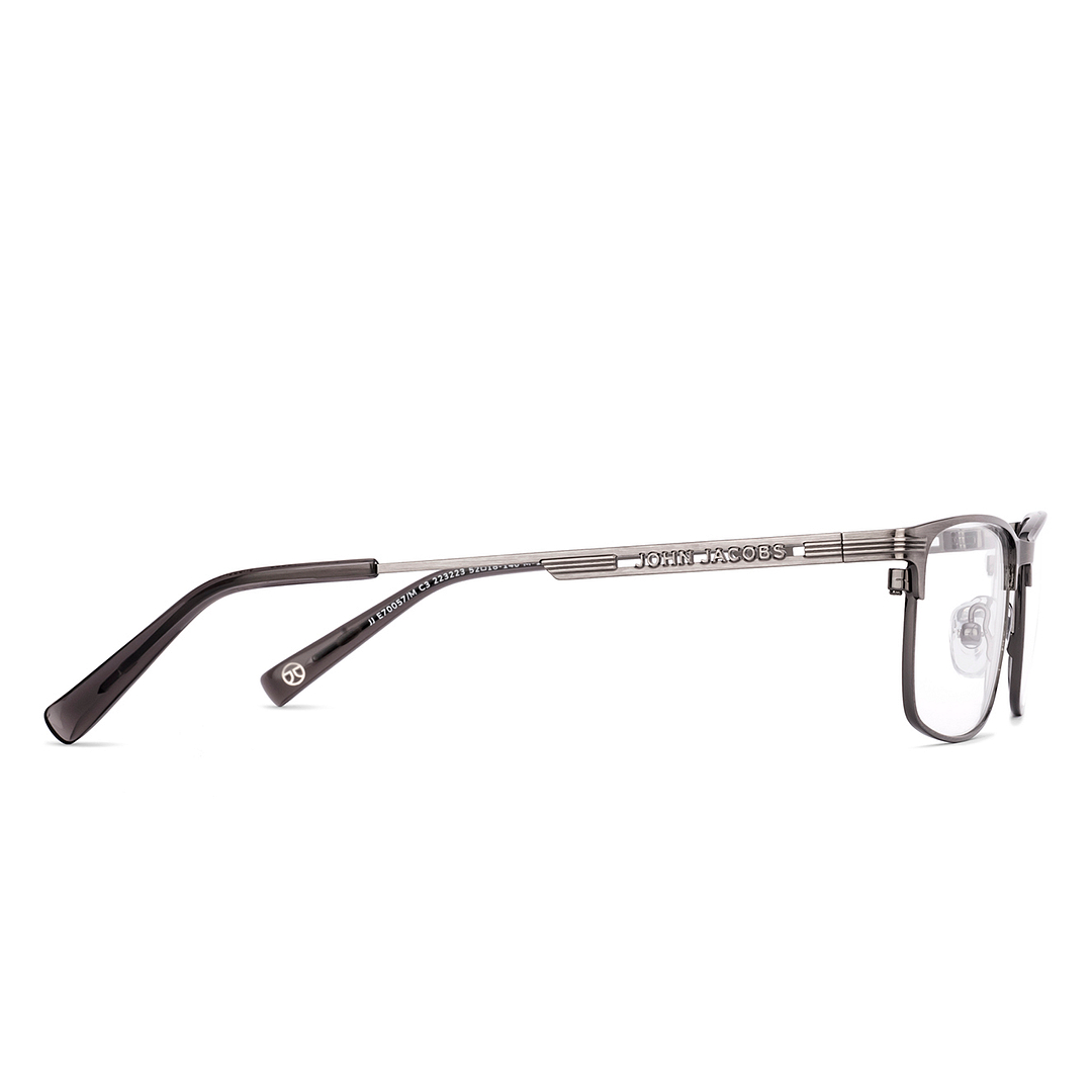 John Jacobs Gunmetal Full Rim Rectangle left side