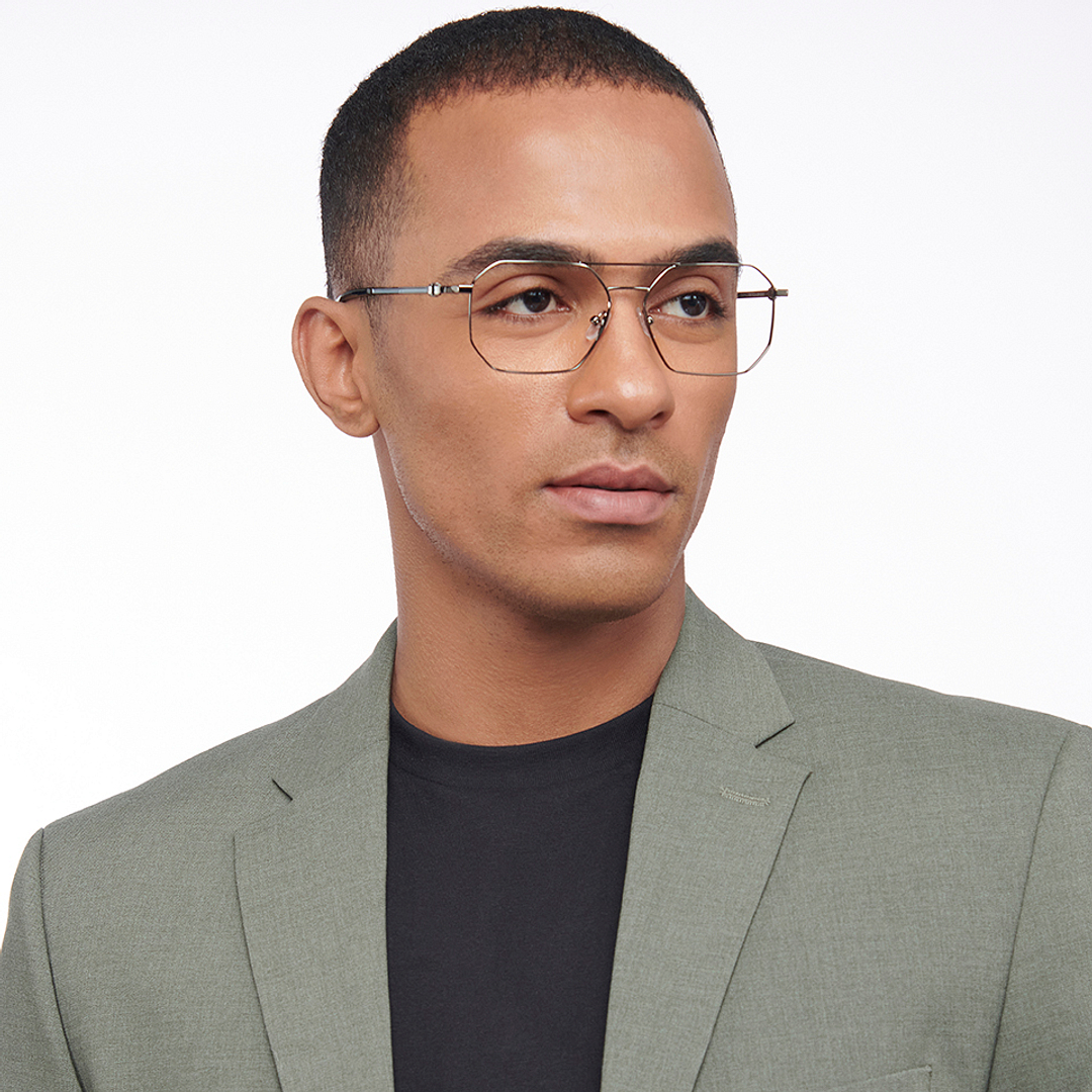 John Jacobs Gunmetal Full Rim Hexagonal left side
