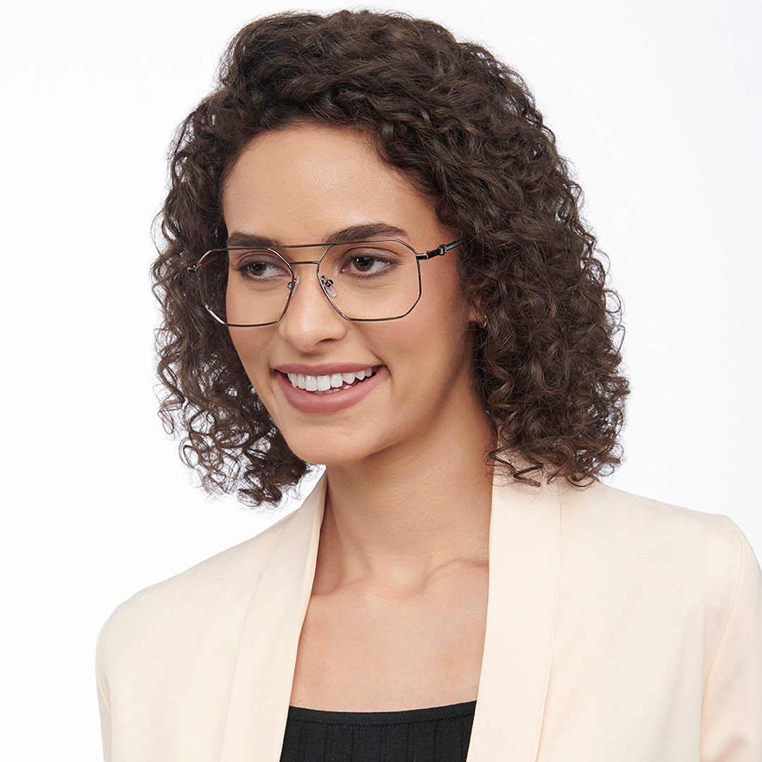 John Jacobs Gunmetal Full Rim Hexagonal right side