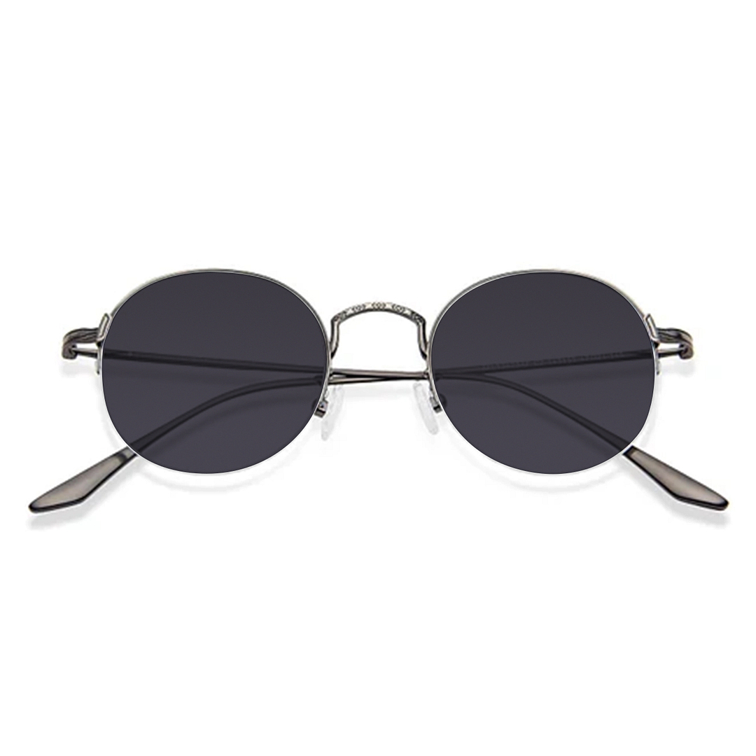 John Jacobs Online Gunmetal Half Rim Round left side