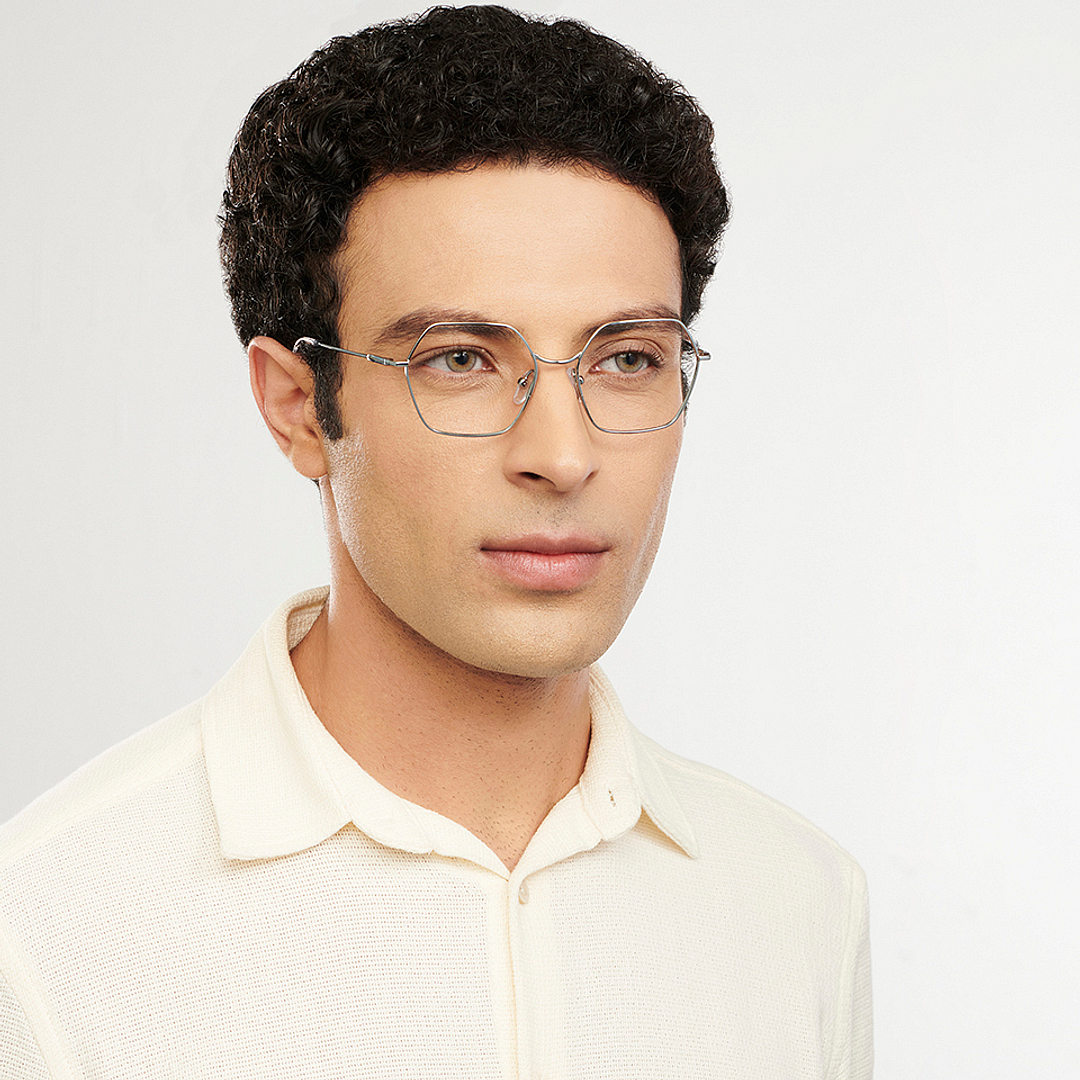 John Jacobs Online Gunmetal Full Rim Geometric right side