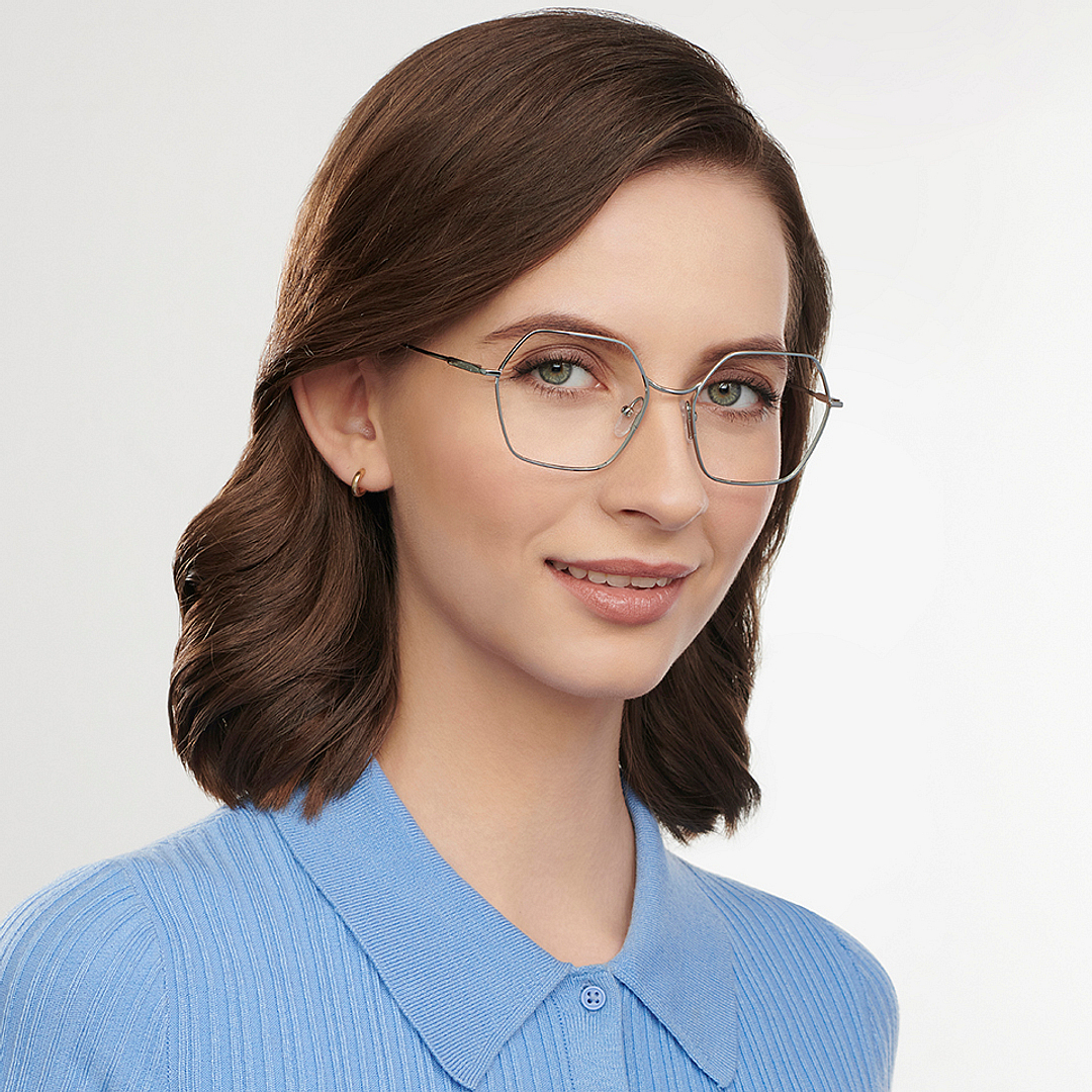 John Jacobs Online Gunmetal Full Rim Geometric left side