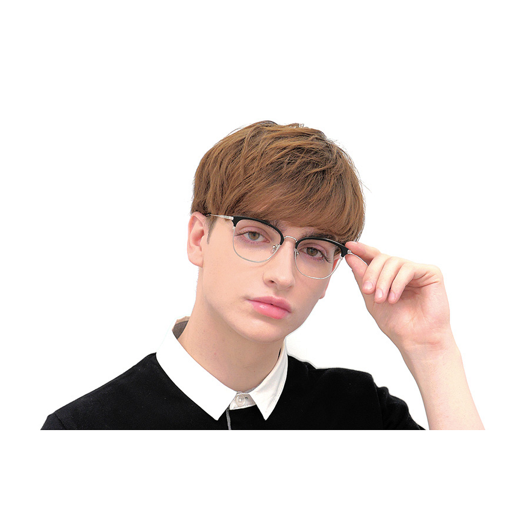 John Dillinger Light Gray Half Rim Browline left side