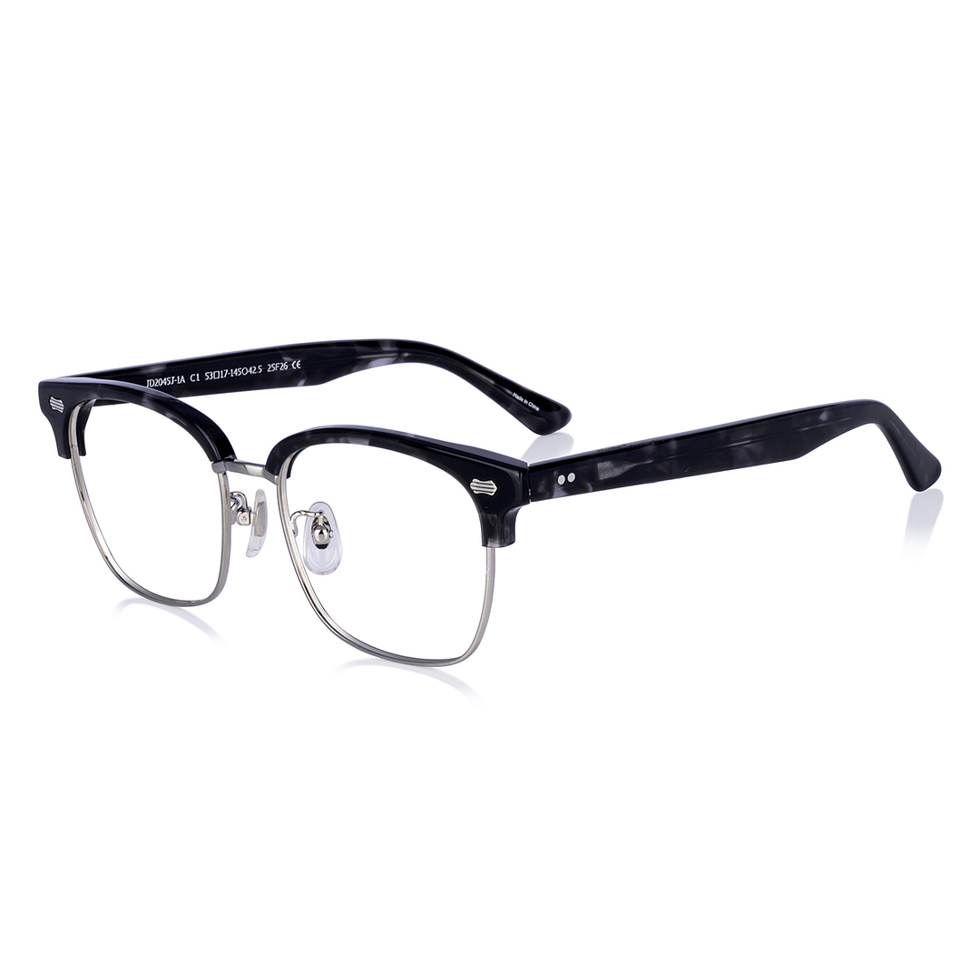 John Dillinger Black Demi Half Rim Browline left side