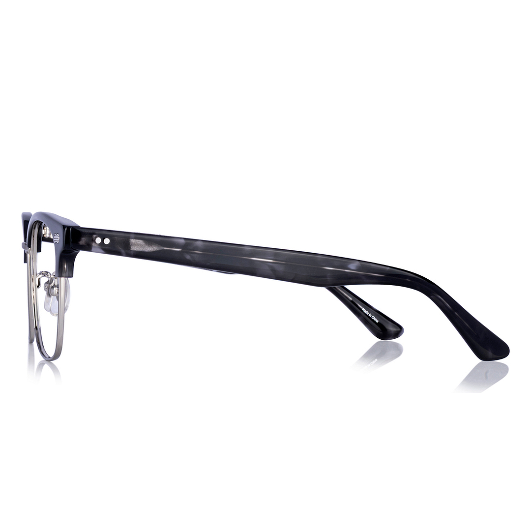 John Dillinger Black Demi Half Rim Browline left side