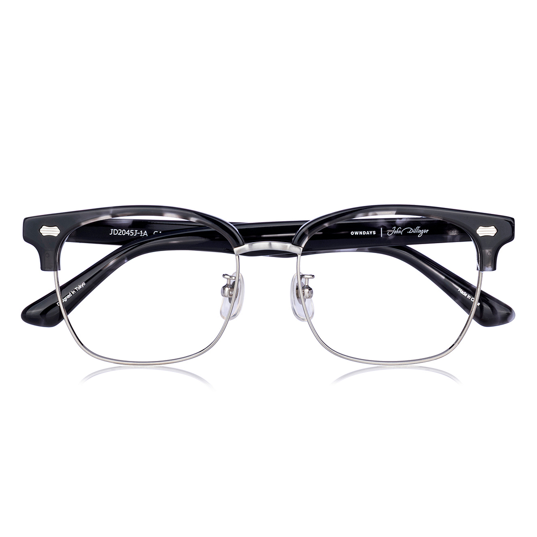 John Dillinger Black Demi Half Rim Browline left side