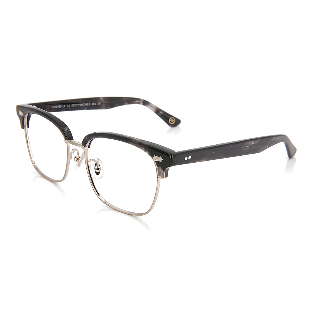 John Dillinger Black Demi Half Rim Browline left side