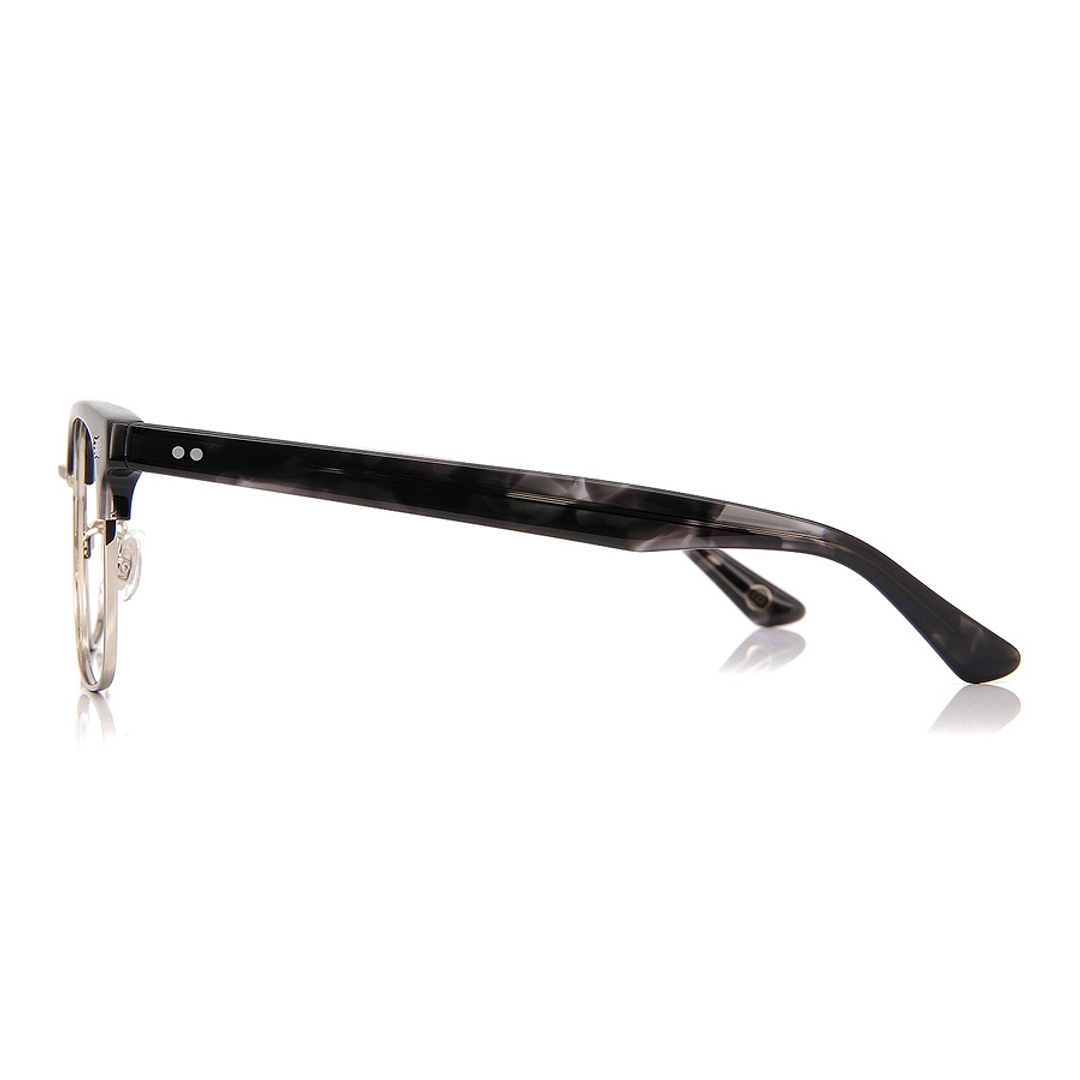 John Dillinger Black Demi Half Rim Browline left side