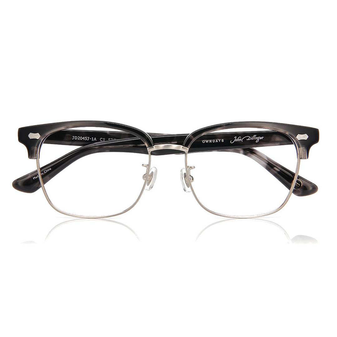 John Dillinger Black Demi Half Rim Browline right side