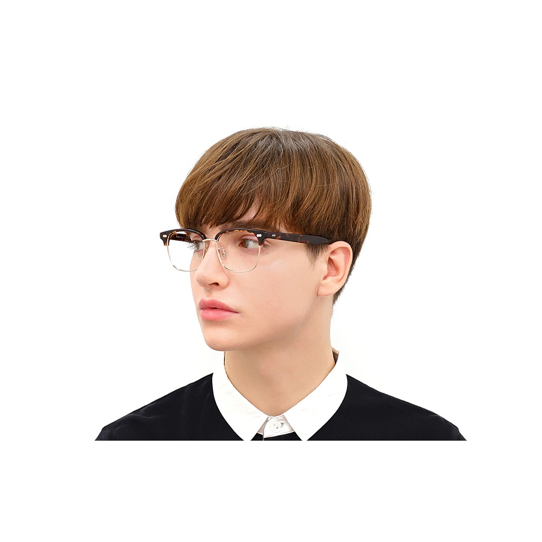 John Dillinger Black Demi Half Rim Browline right side