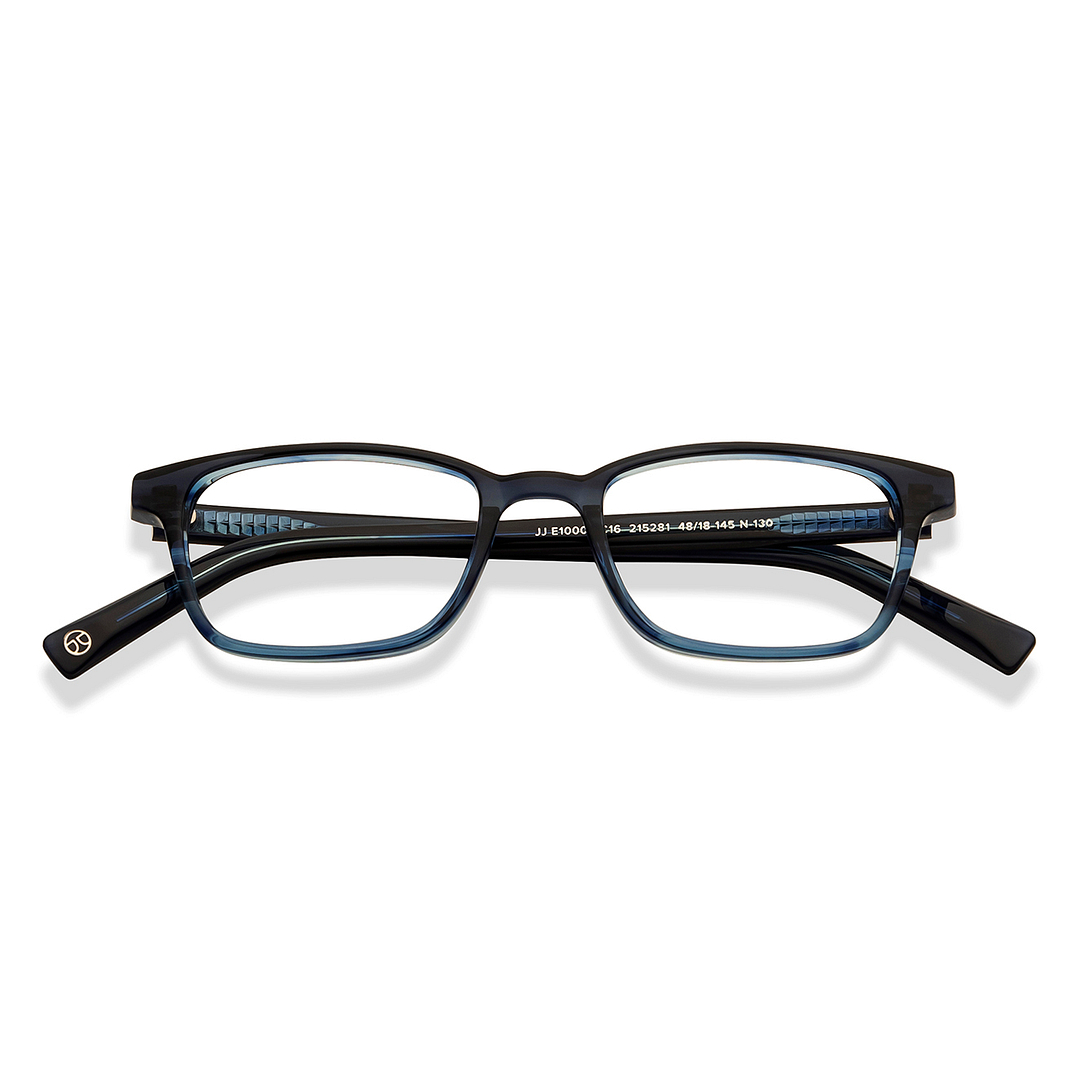 John Jacobs Blue Transparent Full Rim Rectangle left side