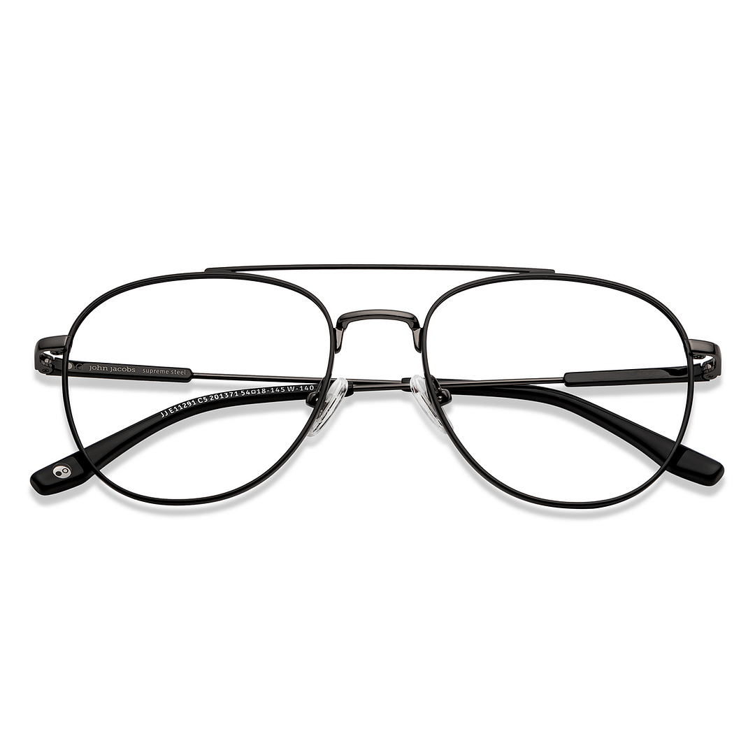 John Jacobs Black Full Rim Aviator left side