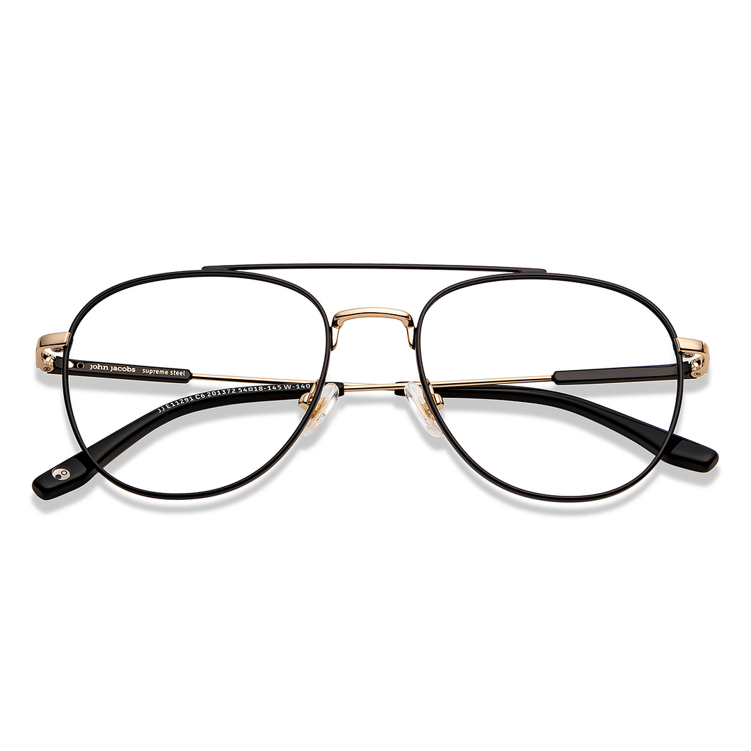 John Jacobs Black Full Rim Aviator left side
