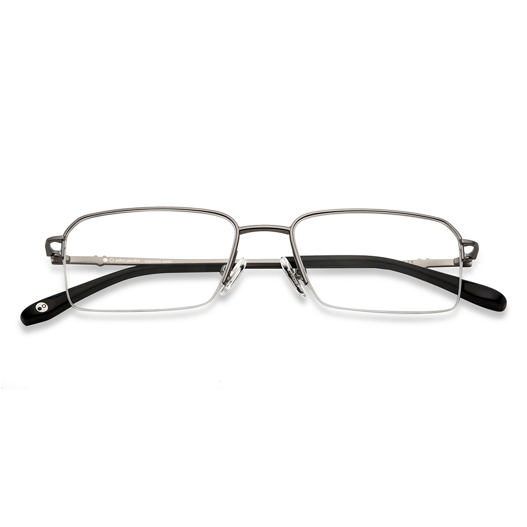 John Jacobs Online Gunmetal Half Rim Rectangle left side