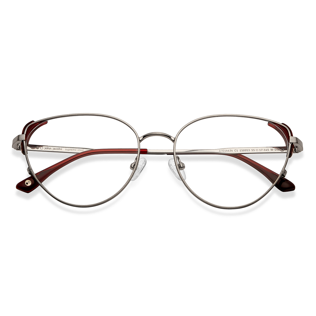 John Jacobs Silver Full Rim Cat Eye left side