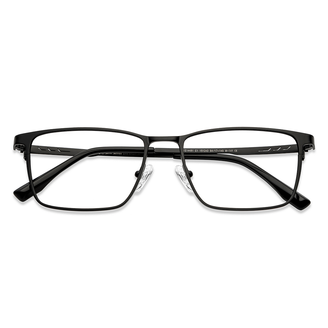 John Jacobs Black Full Rim Rectangle left side