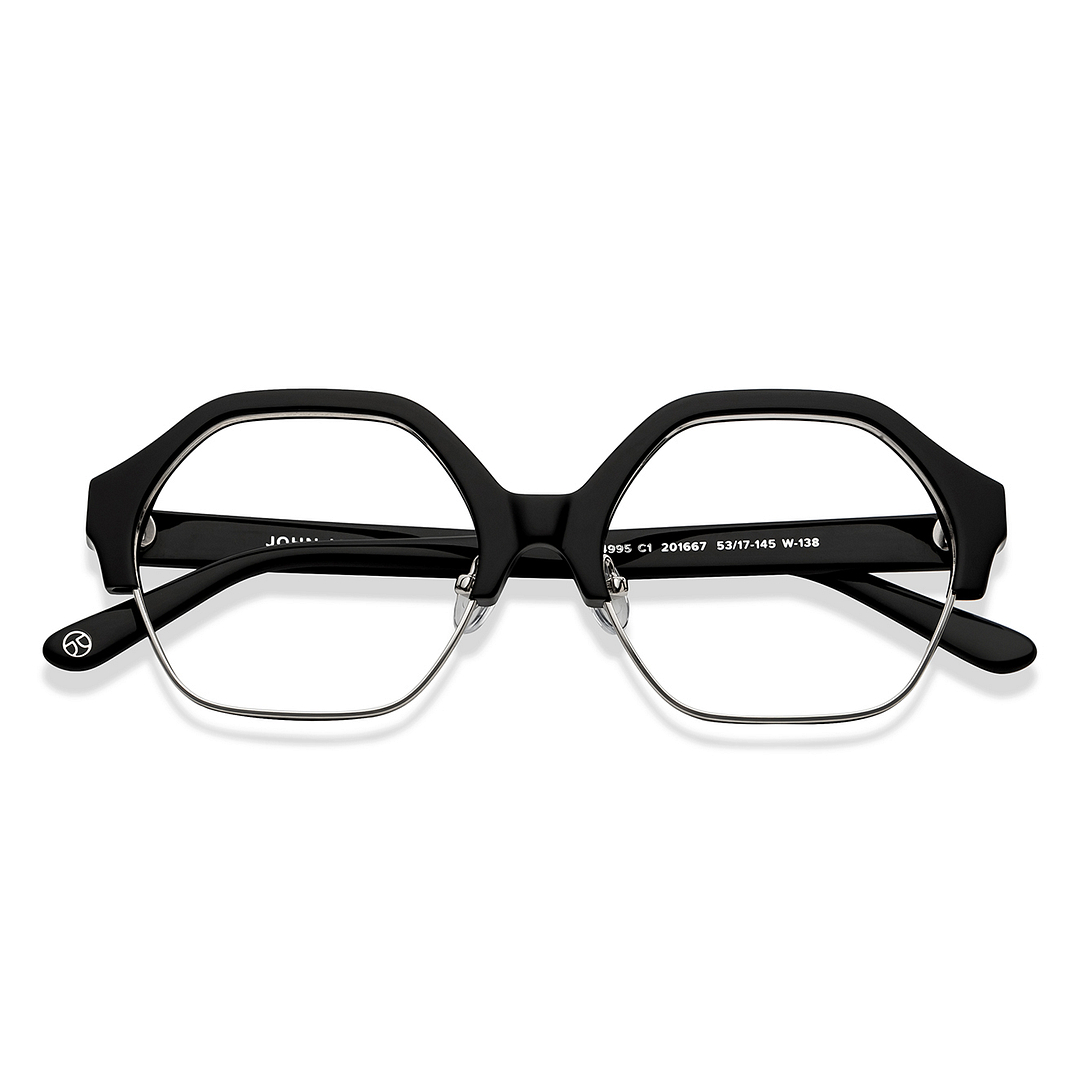 John Jacobs Silver Full Rim Hexagonal left side