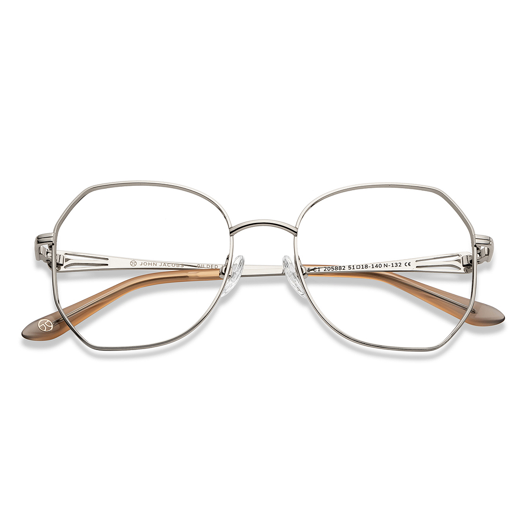 John Jacobs Silver Full Rim Hexagonal left side