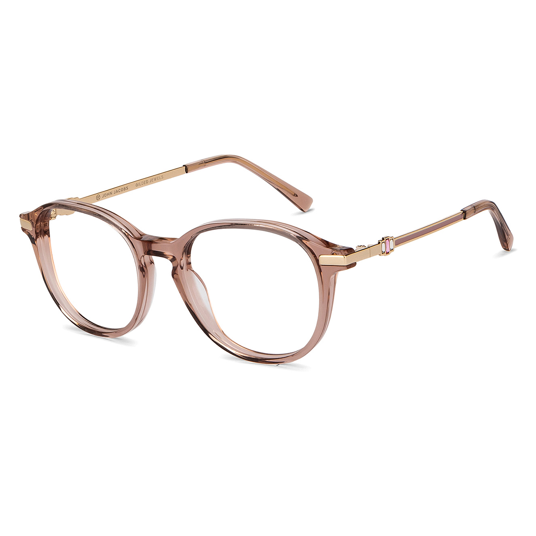 John Jacobs Pink Transparent Full Rim Round right side