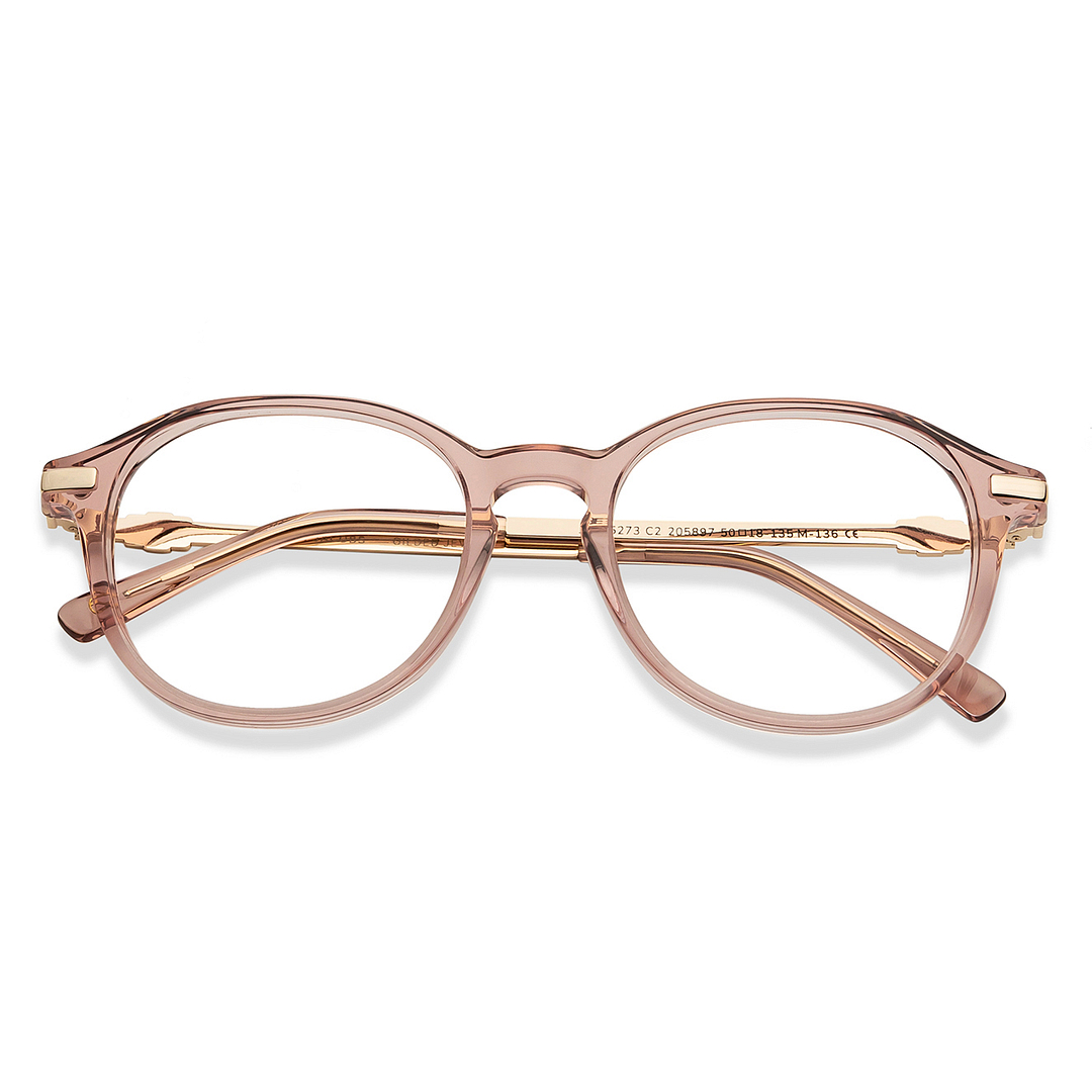 John Jacobs Pink Transparent Full Rim Round left side