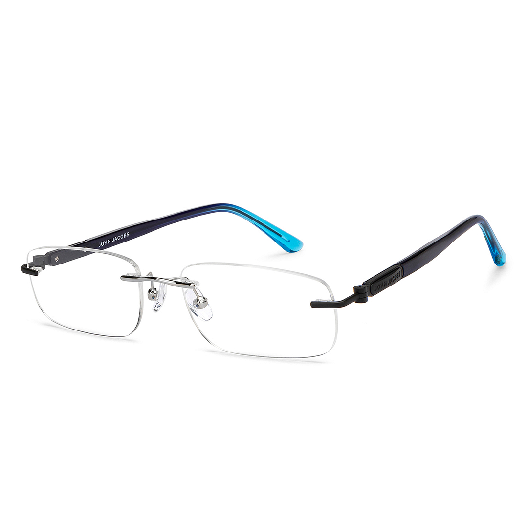 John Jacobs Online Silver Rimless Rectangle left side