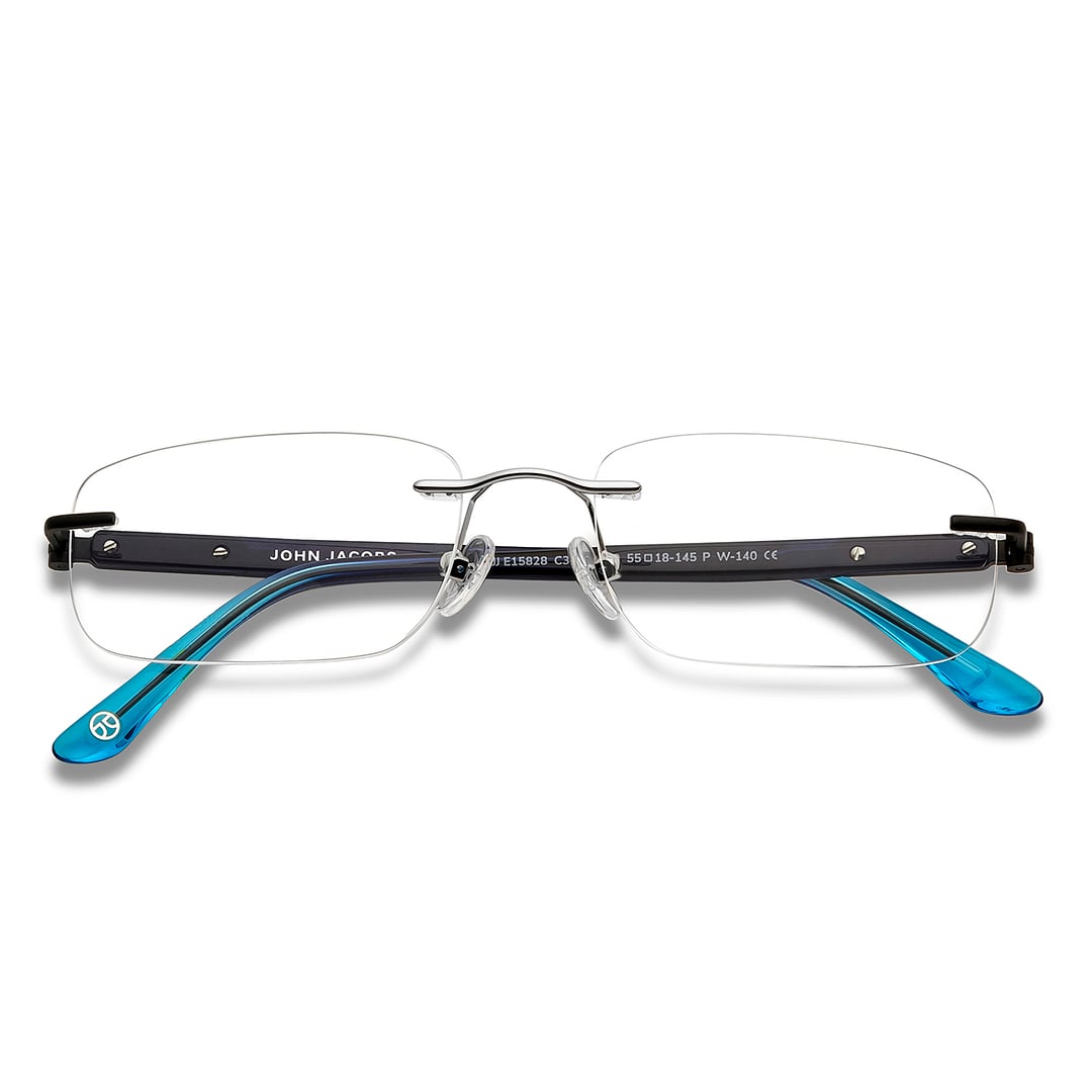 John Jacobs Online Silver Rimless Rectangle left side