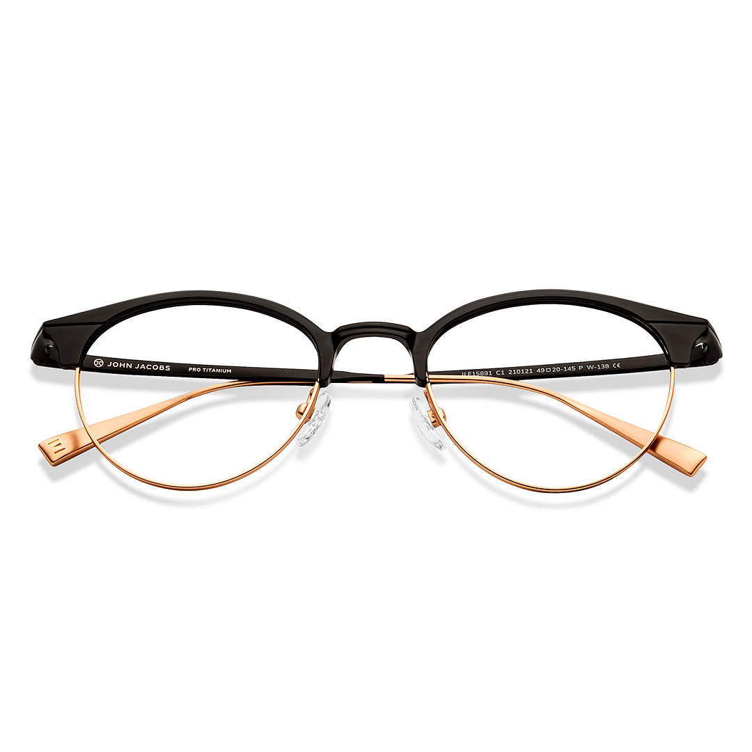 John Jacobs Black Full Rim Oval left side