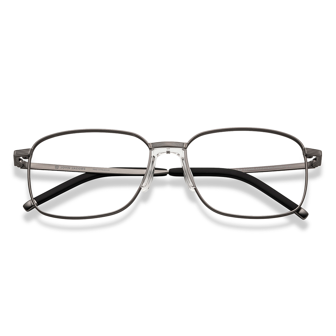 John Jacobs Gunmetal Full Rim Square left side