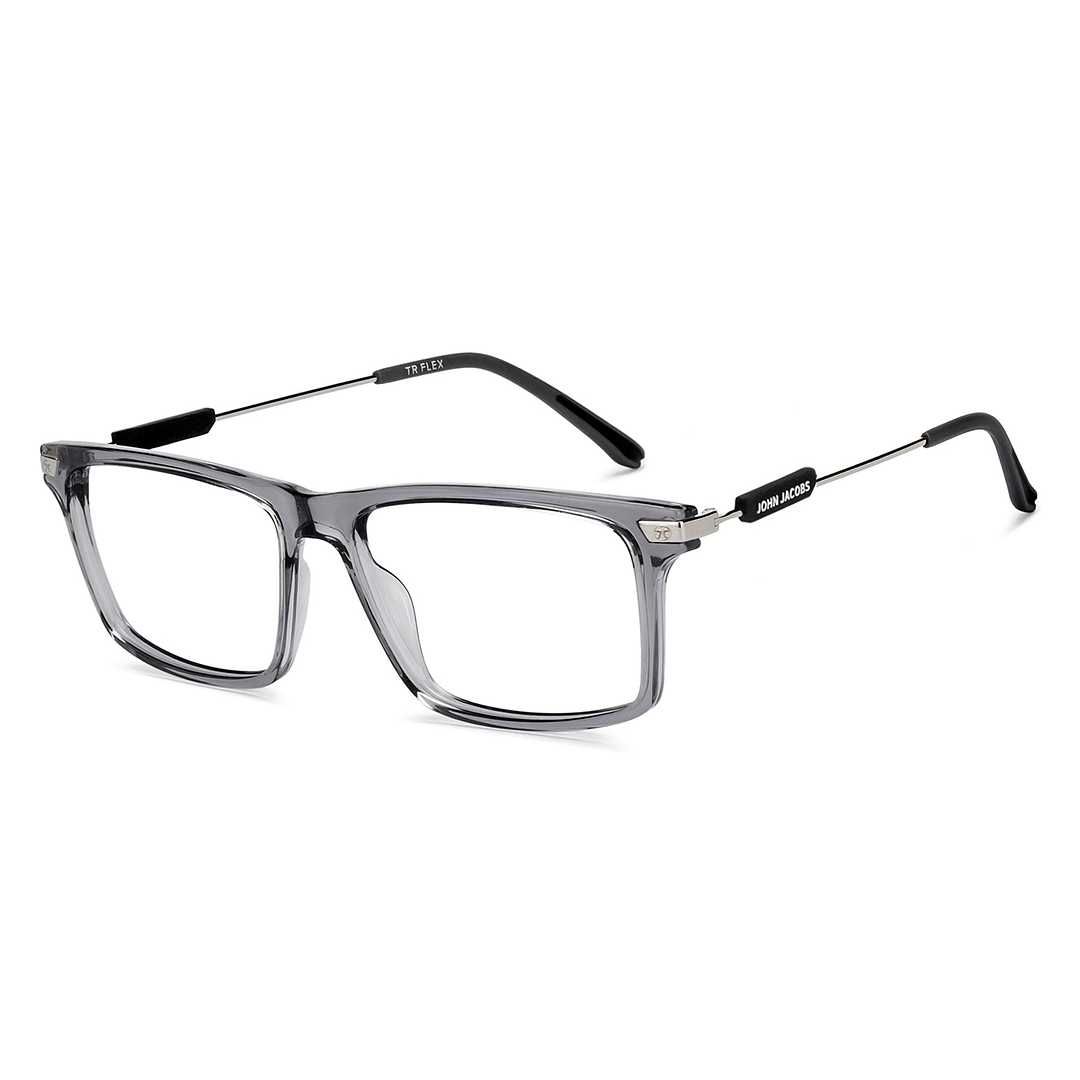 John Jacobs Gray Transparent Full Rim Rectangle left side
