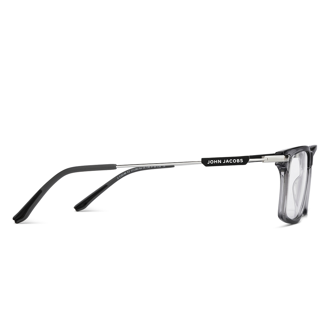 John Jacobs Gray Transparent Full Rim Rectangle left side