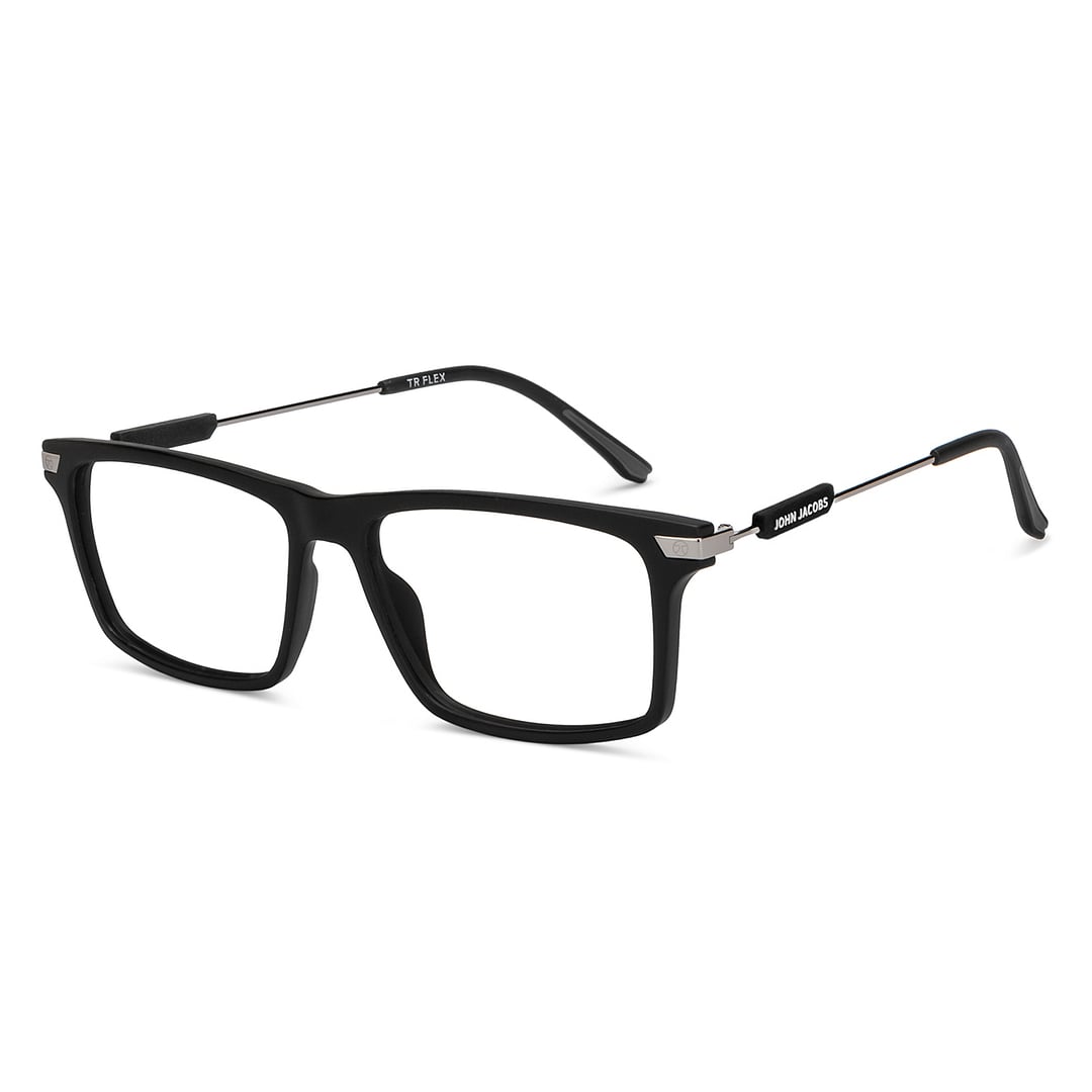John Jacobs Black Full Rim Rectangle left side