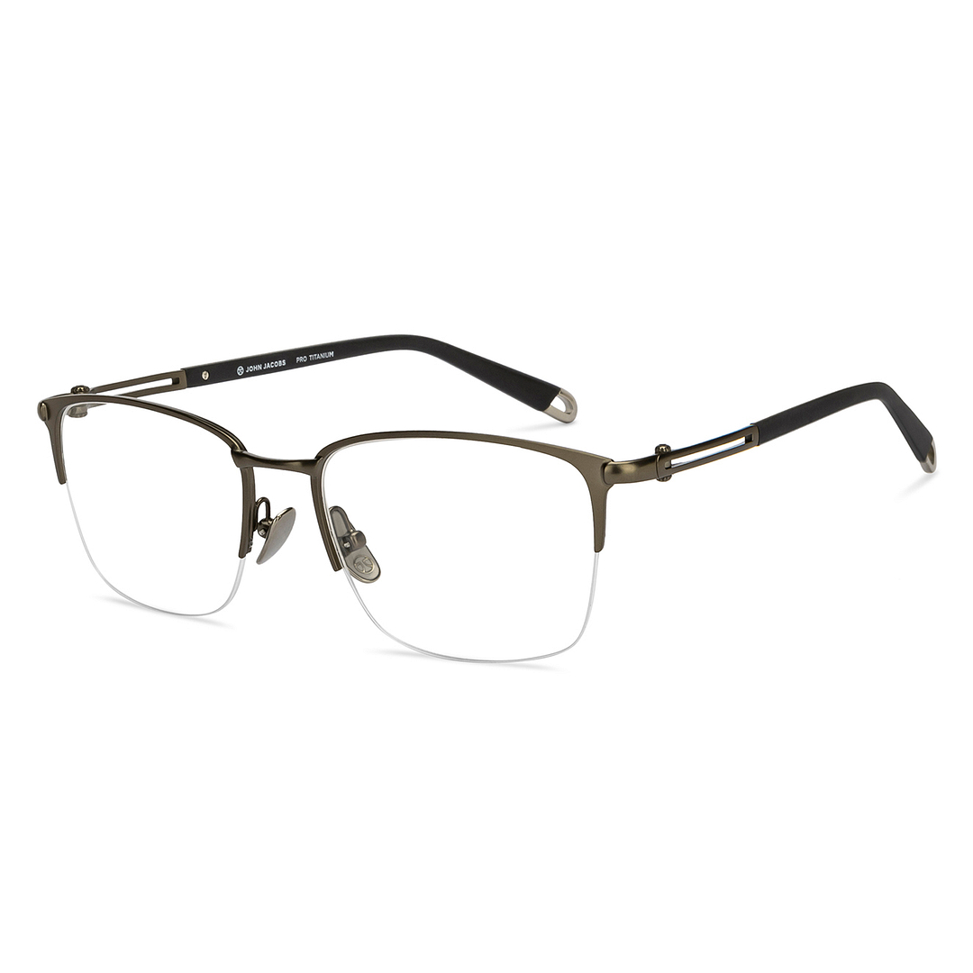 John Jacobs Online Gunmetal Half Rim Square left side