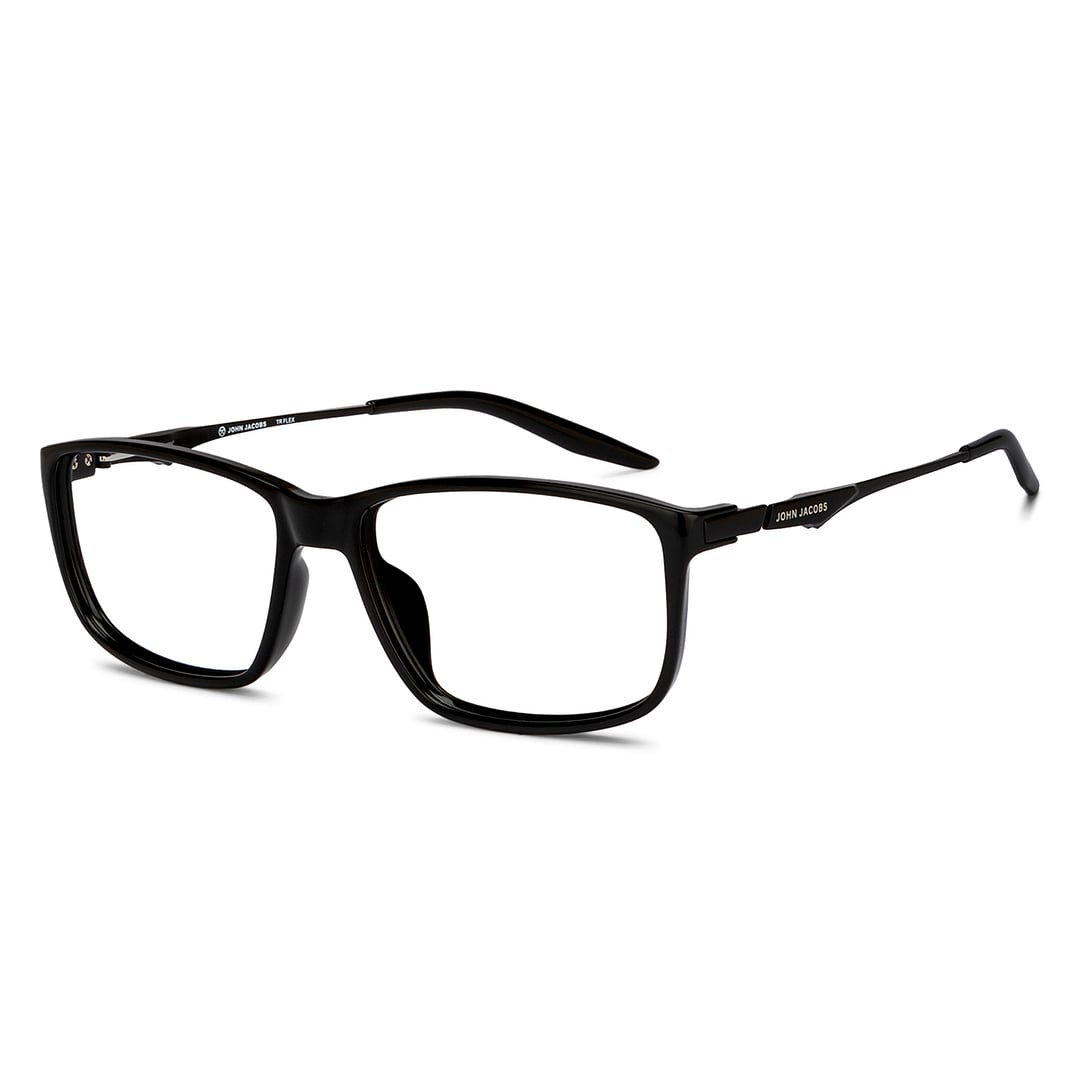 John Jacobs Black Full Rim Rectangle left side