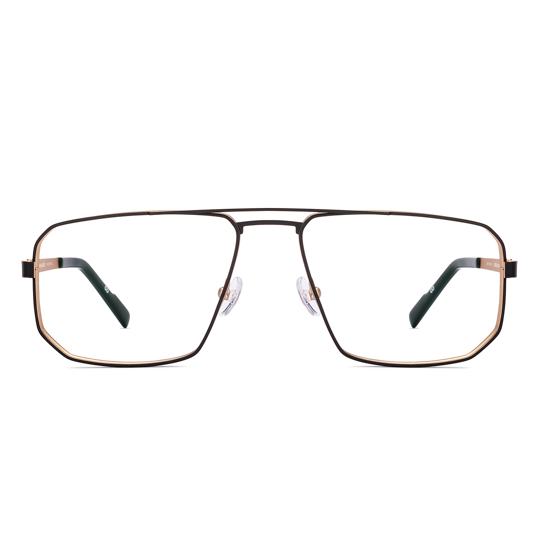 Buy Matte Black Gold Full Rim Geometric John Jacobs Supreme Steel