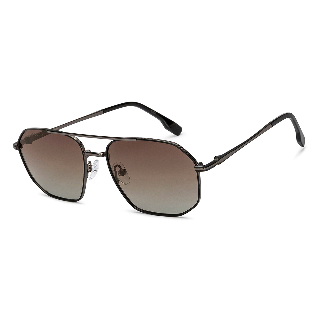 Brown Gradient Gunmetal Black Full Rim Geometric John Jacobs JJ