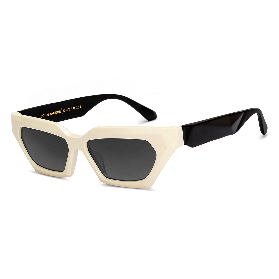 John Jacobs White Full Rim Cat Eye left side