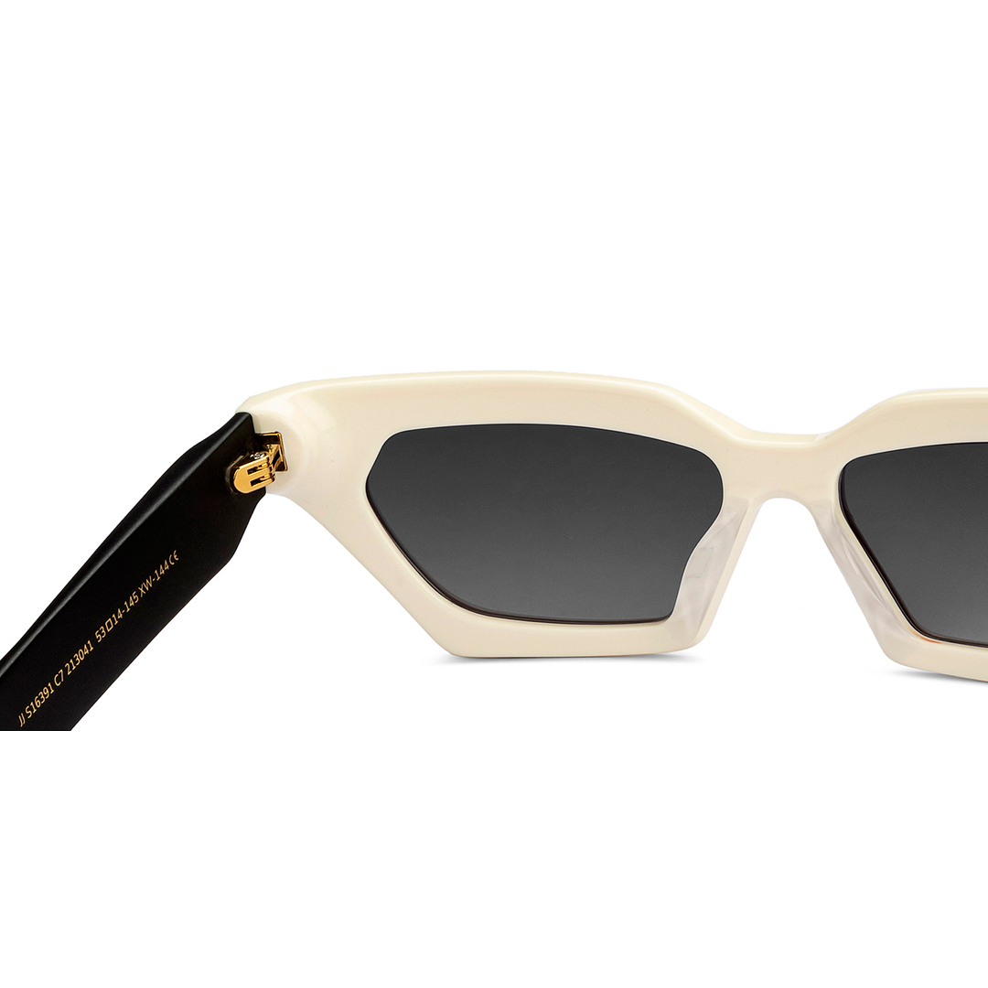 John Jacobs White Full Rim Cat Eye left side