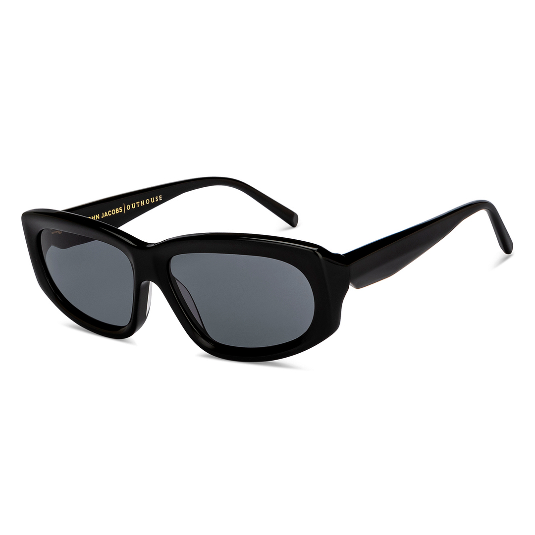 John Jacobs Black Full Rim Rectangle left side
