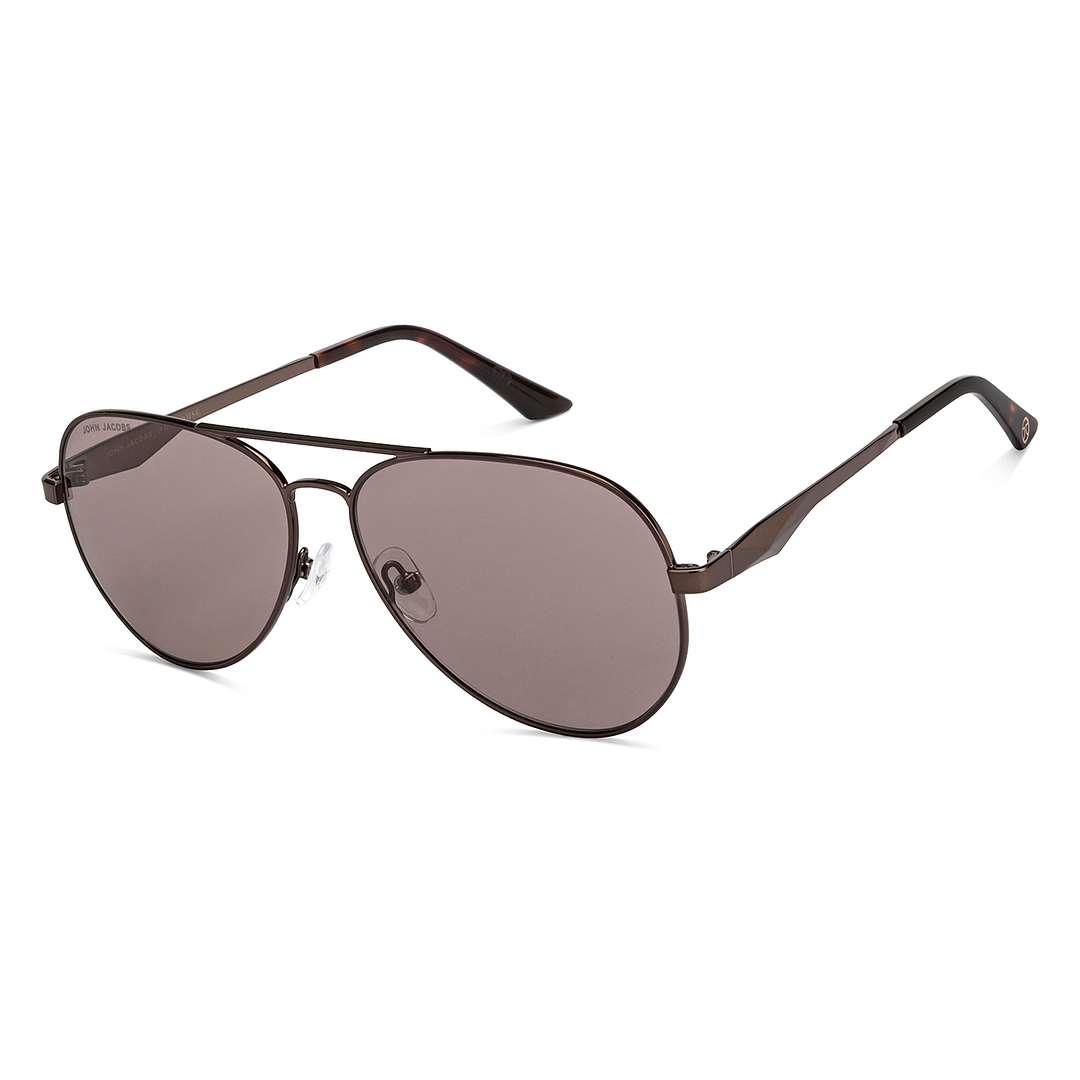 John Jacobs Light Brown Full Rim Aviator left side