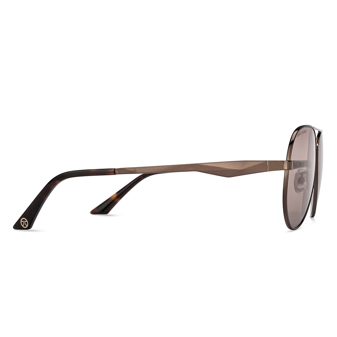 John Jacobs Light Brown Full Rim Aviator left side