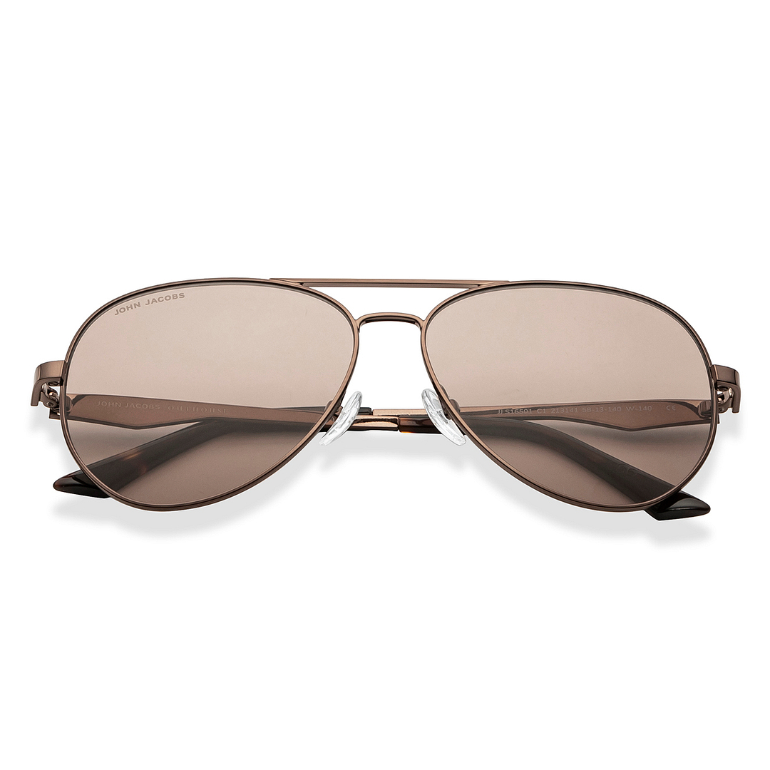 John Jacobs Light Brown Full Rim Aviator left side
