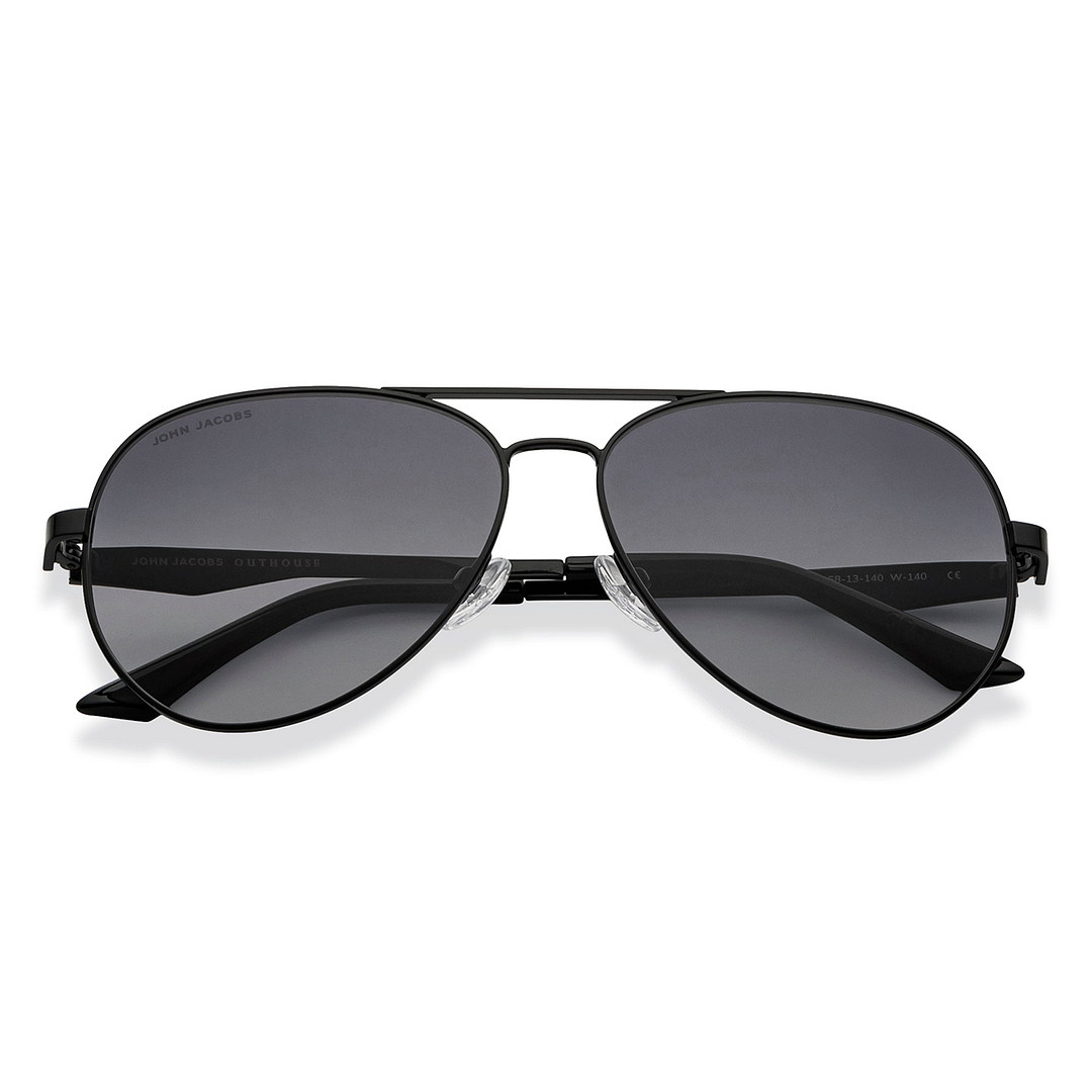 John Jacobs Black Full Rim Aviator left side