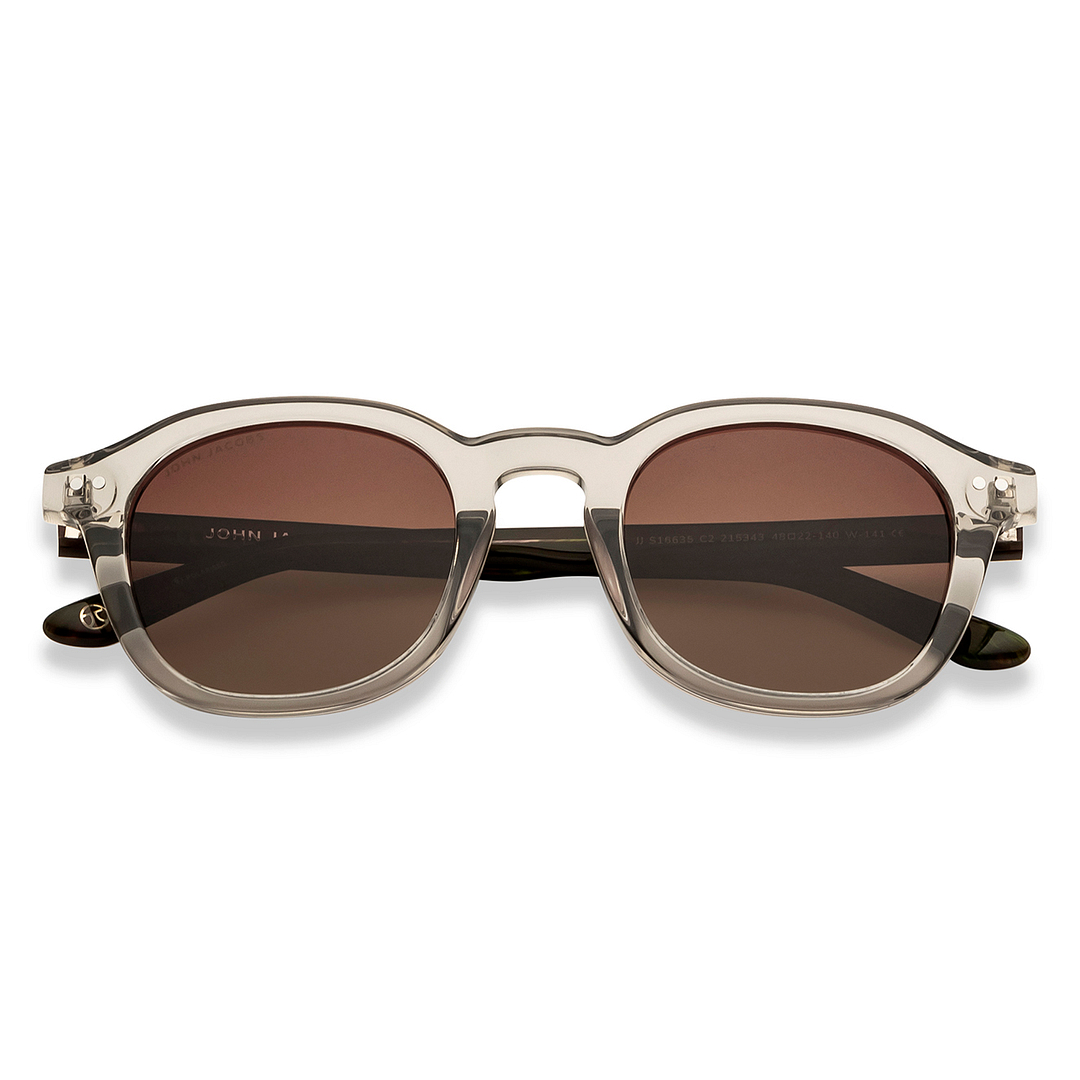 John Jacobs Grey Transparent Full Rim Round left side
