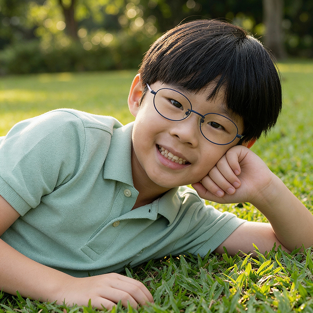 Junni Sky Blue Full Rim Oval left side