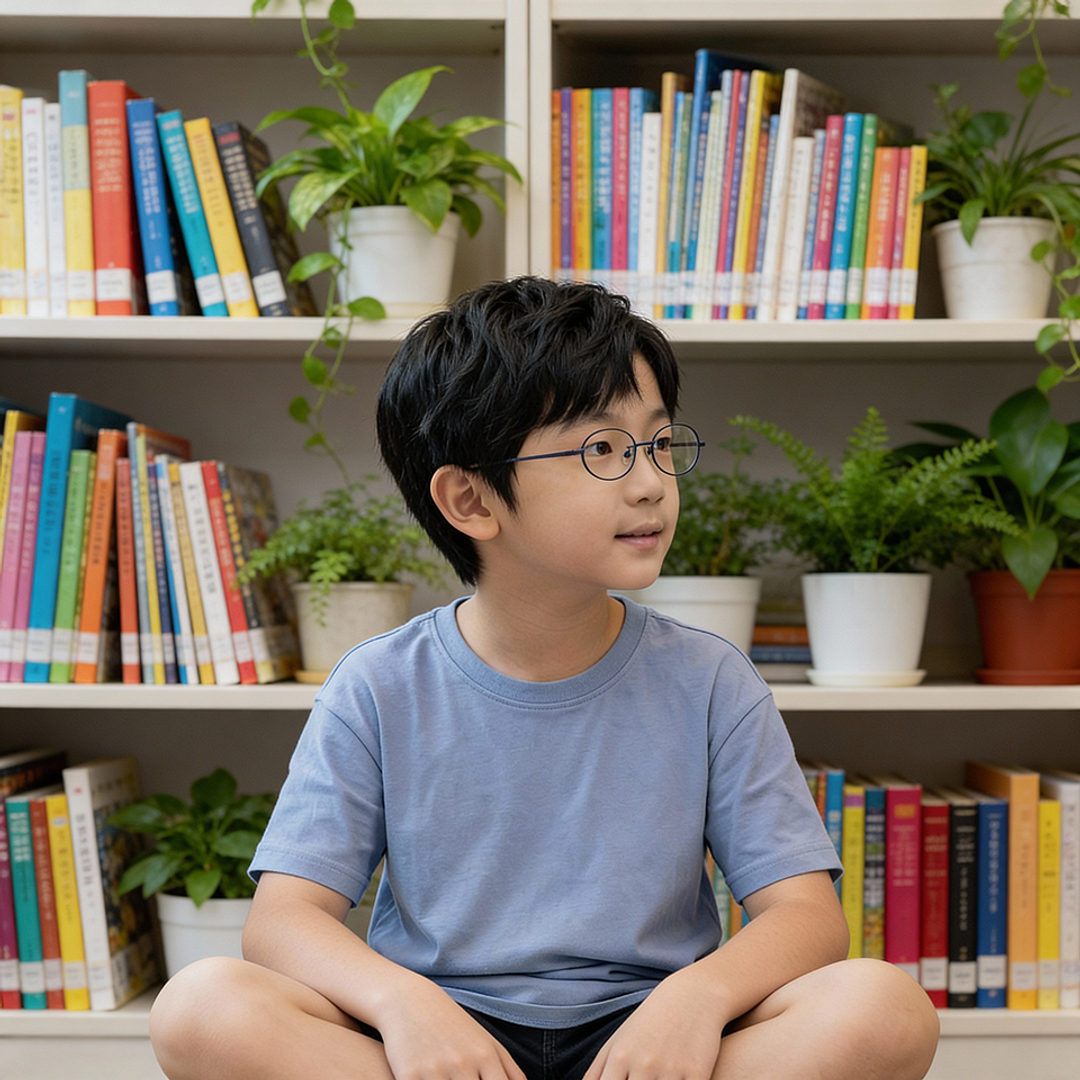 Junni Sky Blue Full Rim Oval left side