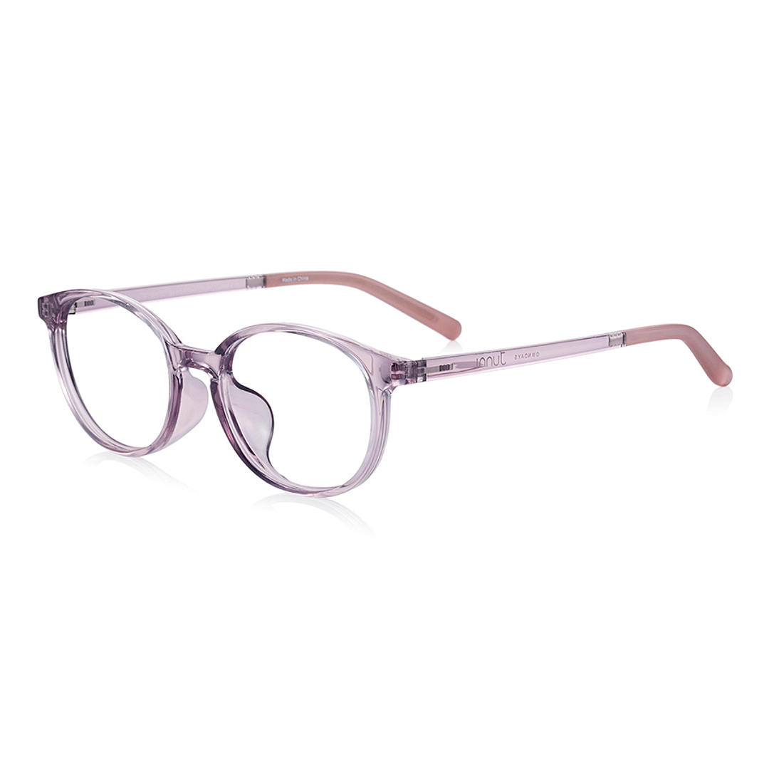 Junni Pink Transparent Full Rim Boston left side