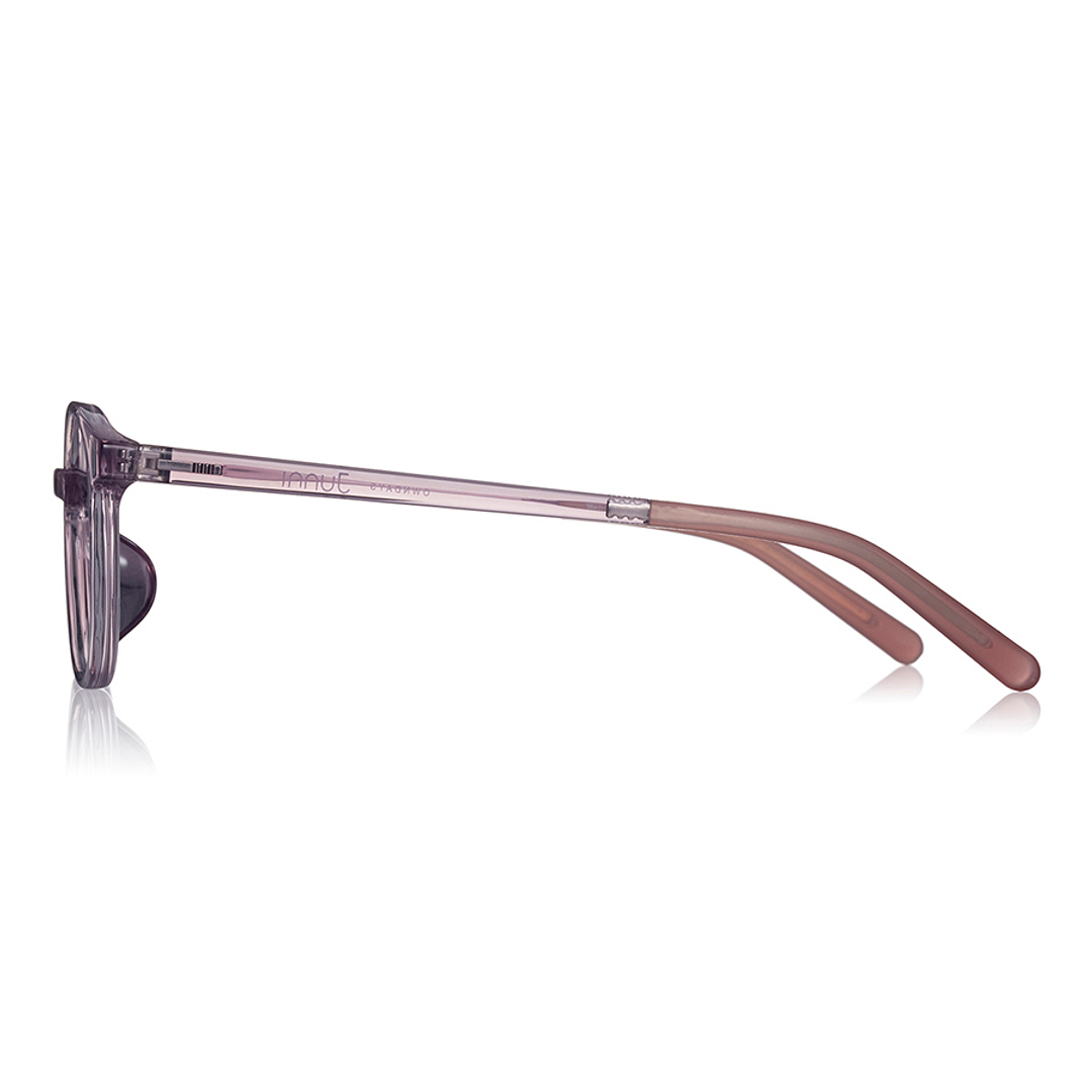 Junni Pink Transparent Full Rim Boston left side