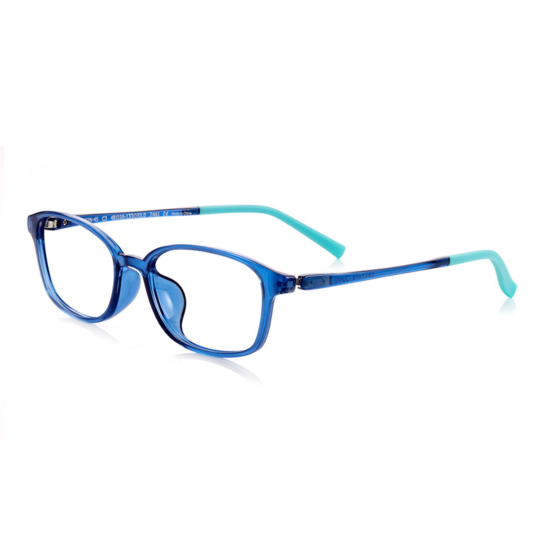 Junni Blue Transparent Full Rim Rectangle left side
