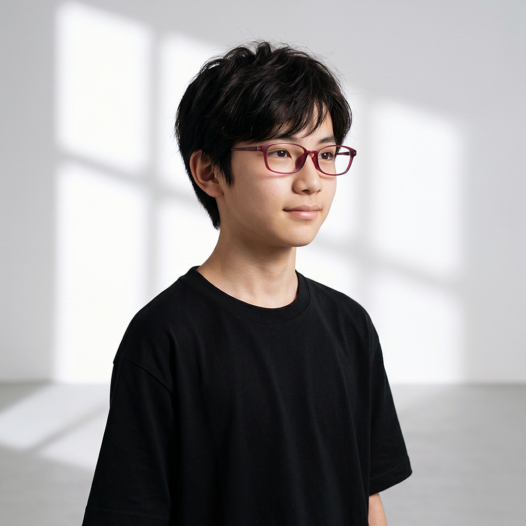 Junni Red Transparent Full Rim Rectangle right side