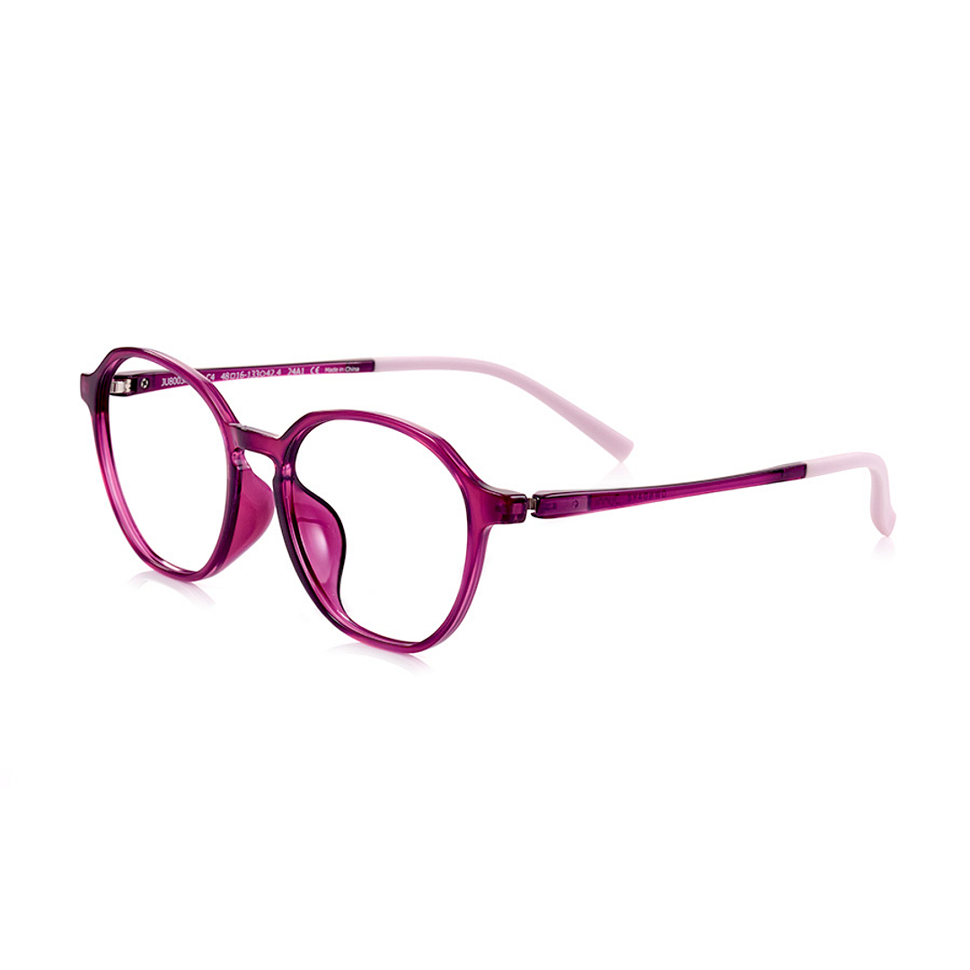 Junni Red Transparent Full Rim Boston left side